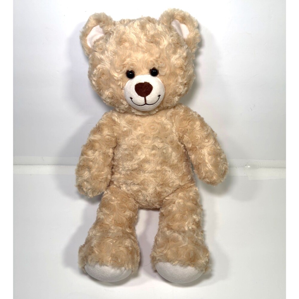 Build A Bear Plush Stuffed Bear Valentines Day Heart Flowers Pattern Cream 16”